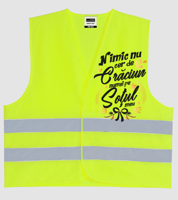 nimic nu cer de Crăciun, numai pe soțul meu model galben neon pe tricou