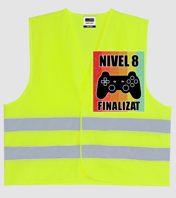 Nivel 8 finalizat model galben neon pe tricou