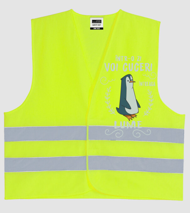 Într-o zi voi cuceri întreaga lume model galben neon pe tricou