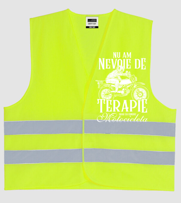 nu am nevoie de terapie, doar să conduc motocicleta model galben neon pe tricou