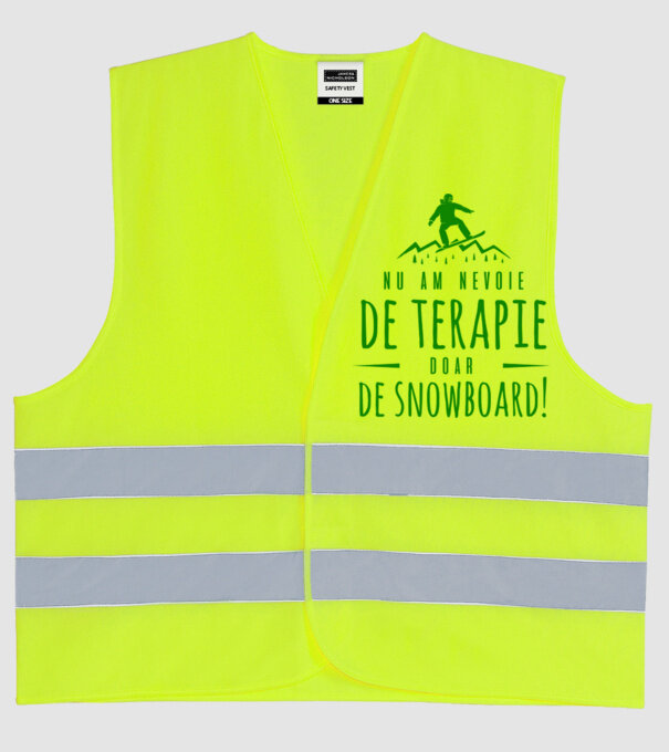 nu am nevoie de terapie doar de snowboard! model galben neon pe tricou