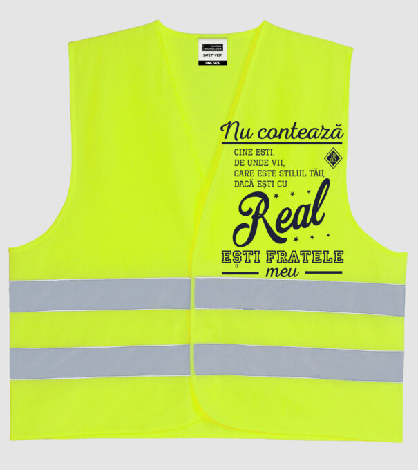 nu contează cine ești, de unde vii, care este stilul tău, dacă ești cu Real, ești fratele meu model galben neon pe tricou