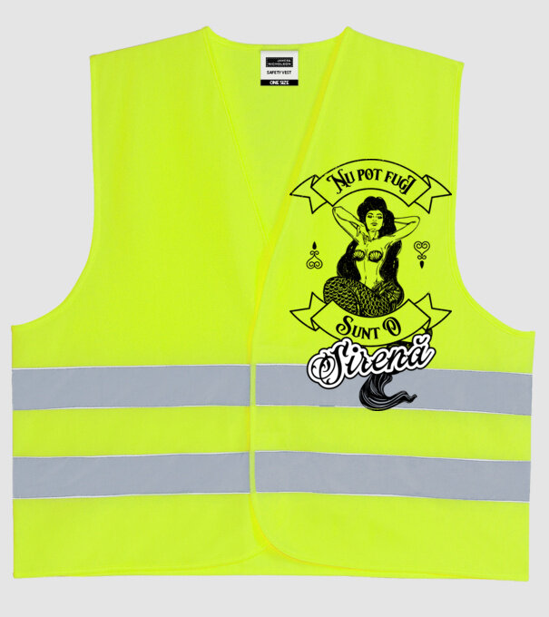 Nu pot fugi, sunt o sirenă model galben neon pe tricou