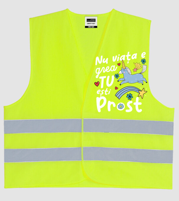 Nu viața e grea, tu ești prost model galben neon pe tricou
