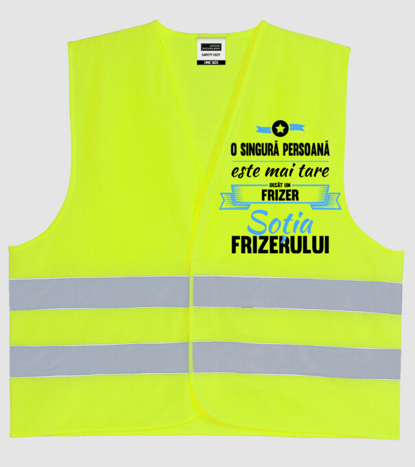 O singură persoană este mai tare decât un frizer, soția frizerului model galben neon pe tricou