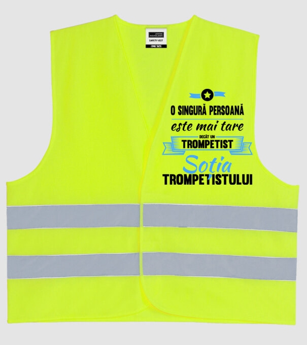 numai o persoană este mai tare decât un trompetist, soția trompetistului model galben neon pe tricou