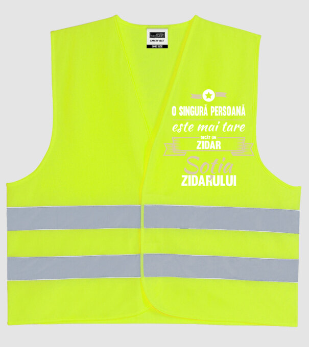 O singură persoană este mai tare decât un zidar, soția zidarului model galben neon pe tricou