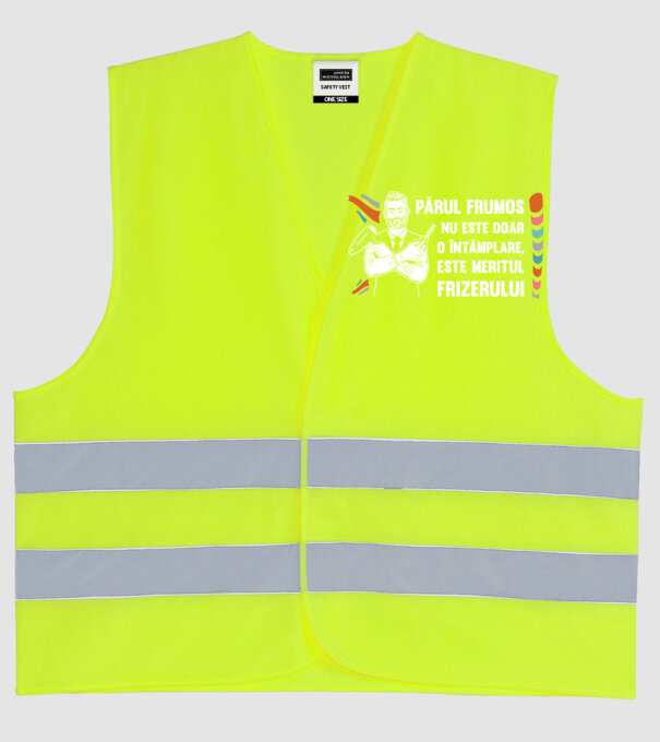 părul frumos nu este doar o întâmplare, este meritul frizerului model galben neon pe tricou