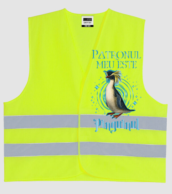 Patronul meu este PINGUINUL model galben neon pe tricou