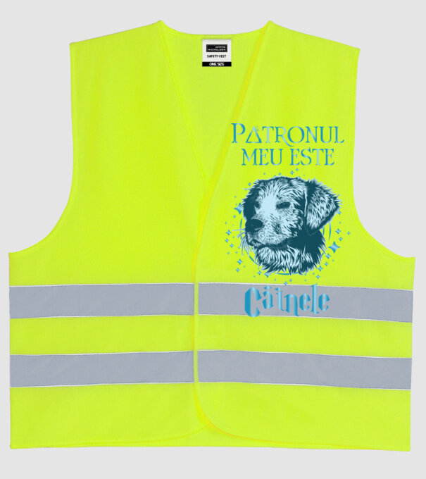 Patronul meu este CÂINELE model galben neon pe tricou