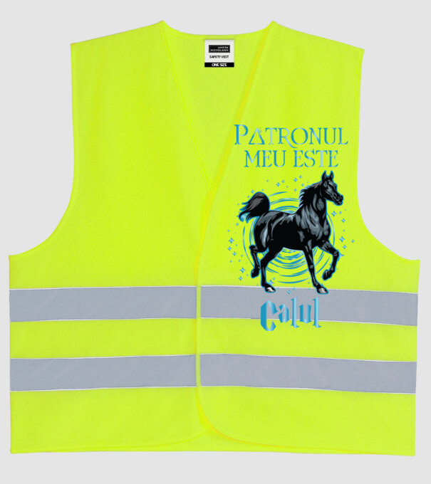 Patronul meu este CALUL model galben neon pe tricou