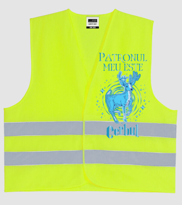 Patronul meu este CERBUL model galben neon pe tricou