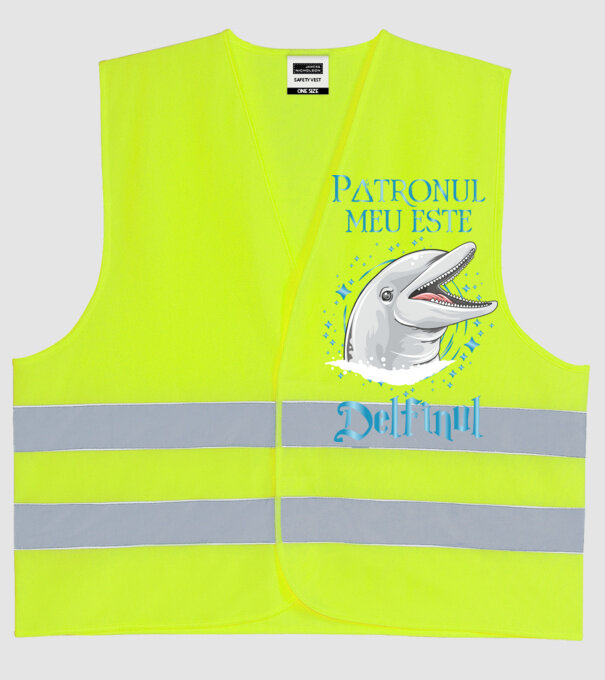 Patronul meu este DELFINUL model galben neon pe tricou