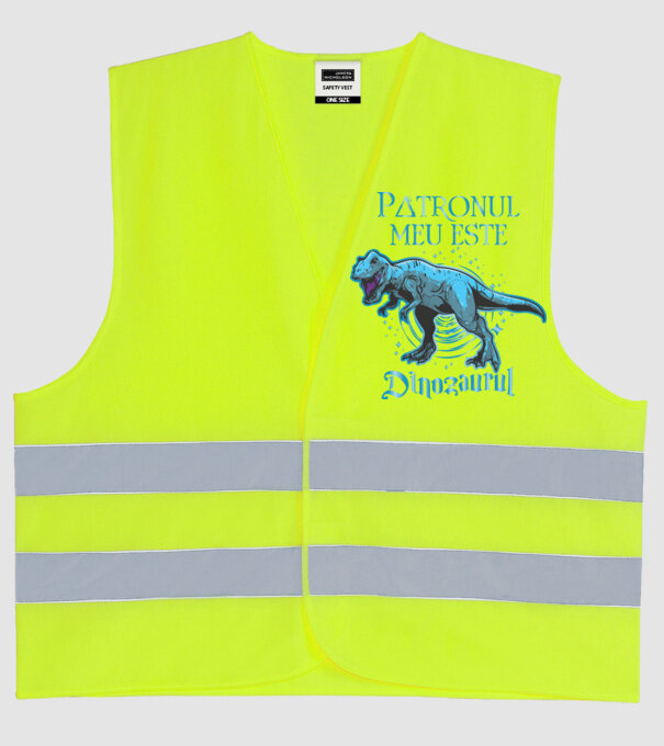 Patronul meu este dinozaurul model galben neon pe tricou