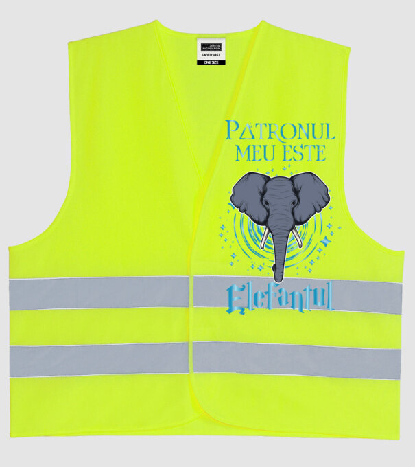 Patronul meu este ELEFANTUL model galben neon pe tricou