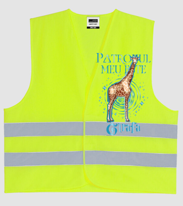 Patronul meu este GIRAFA model galben neon pe tricou