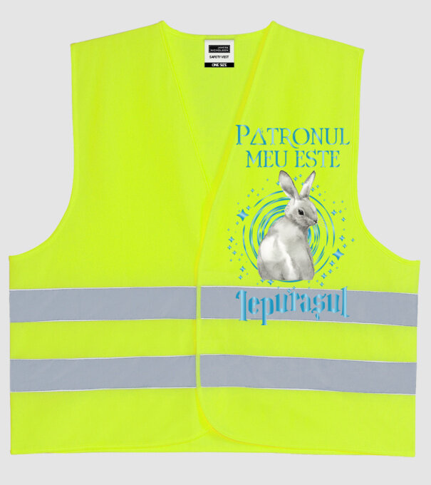 Patronul meu este IEPURAȘUL model galben neon pe tricou