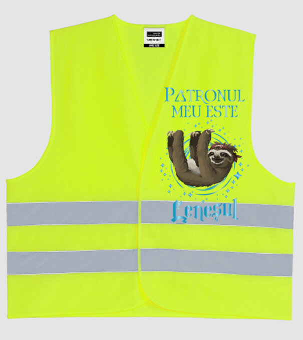 Patronul meu este LENEȘUL model galben neon pe tricou