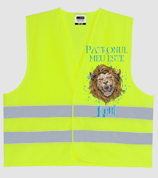 Patronul meu este LEUL model galben neon pe tricou