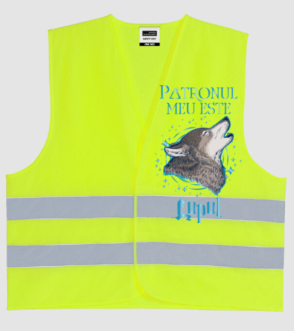 Patronul meu este LUPUL model galben neon pe tricou