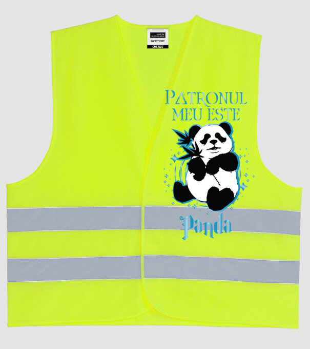 Patronul meu este PANDA model galben neon pe tricou