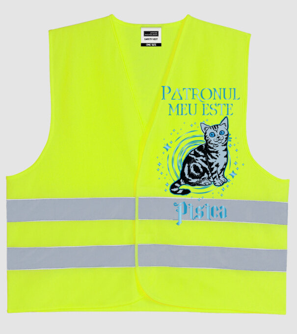 Patronul meu este PISICA model galben neon pe tricou