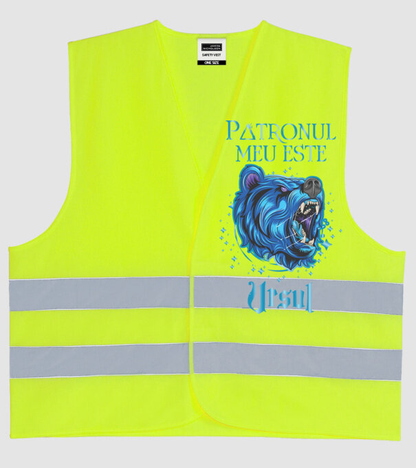 Patronul meu este URSUL model galben neon pe tricou
