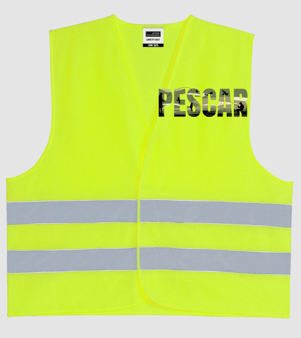 PESCAR model galben neon pe tricou