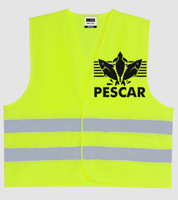 Pescar original model galben neon pe tricou