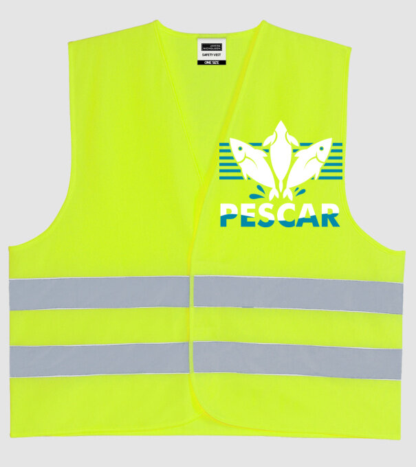 Pescar original model galben neon pe tricou