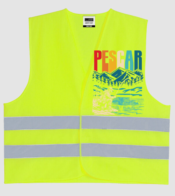 Pescar retro model galben neon pe tricou