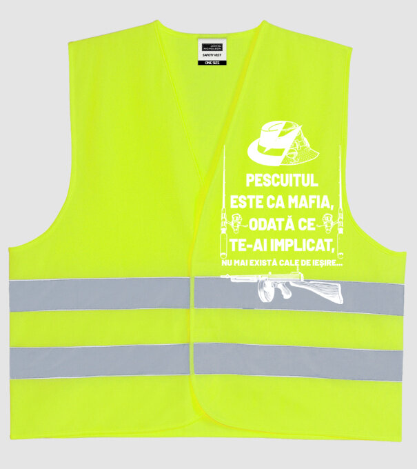 pescuitul este ca mafia, odată ce te-ai implicat, nu mai există cale de ieșire... model galben neon pe tricou