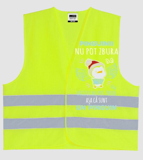 pinguinii nu pot zbura, nici eu nu pot zbura, așa că sunt un pinguin model galben neon pe tricou