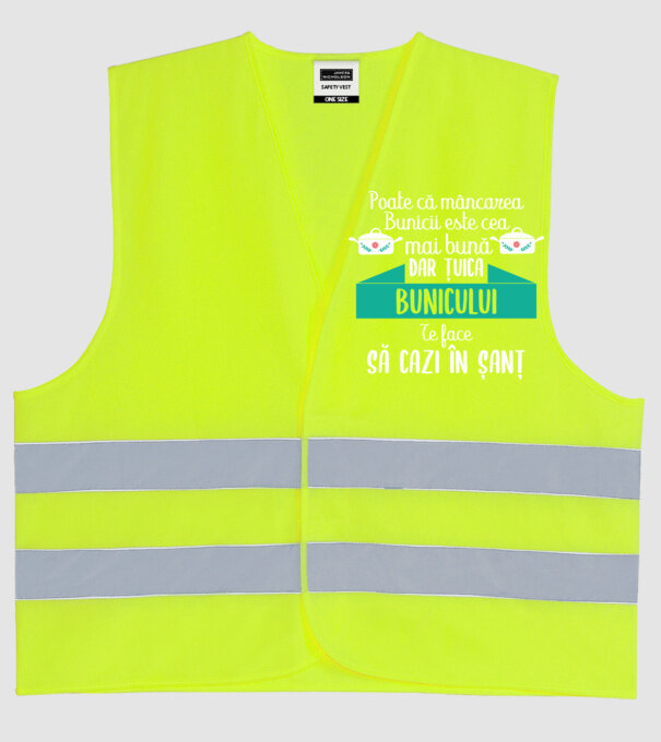 poate că mâncarea bunicii este cea mai bună, dar țuica bunicului te face să cazi în șanț model galben neon pe tricou