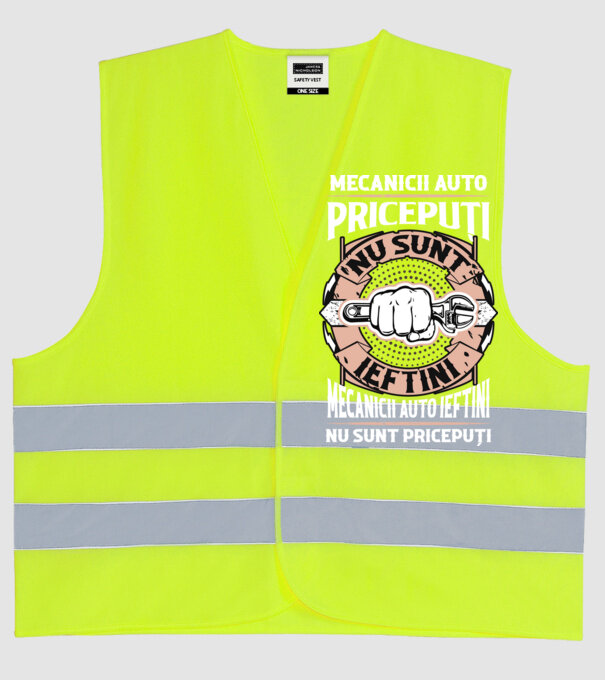 mecanicii auto pricepuți nu sunt ieftini, mecanicii auto ieftini nu sunt pricepuți model galben neon pe tricou