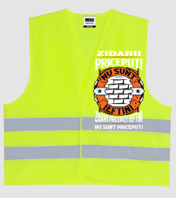 Pricepuți zidarii pricepuți model galben neon pe tricou