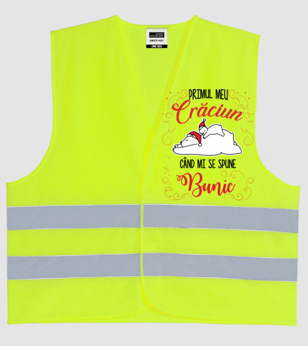 Primul meu Crăciun când mi se spune bunic! model galben neon pe tricou