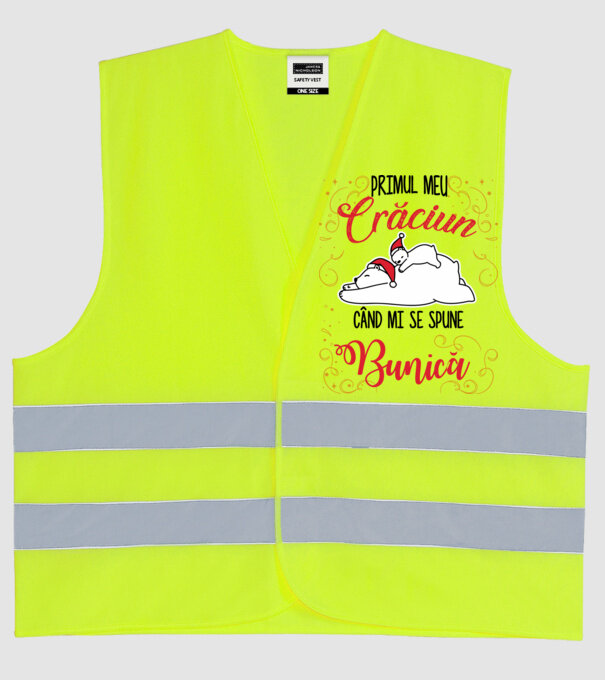 Primul meu Crăciun când mi se spune bunică! model galben neon pe tricou