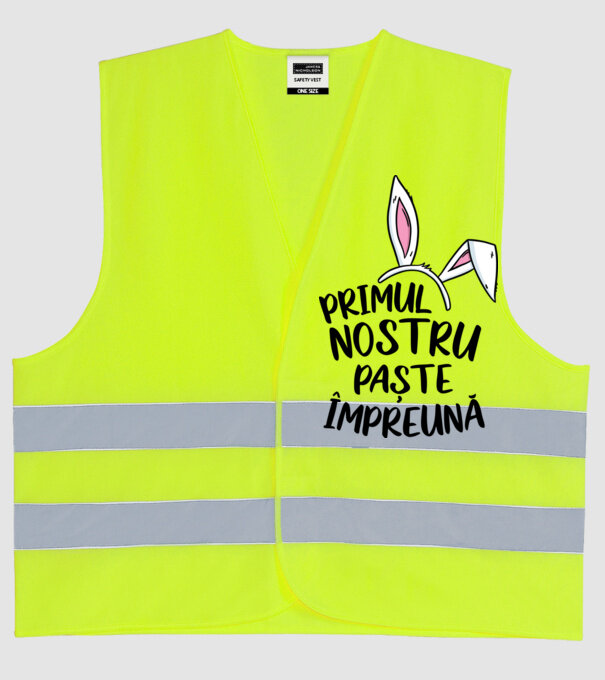 Primul nostru Paște împreună model galben neon pe tricou
