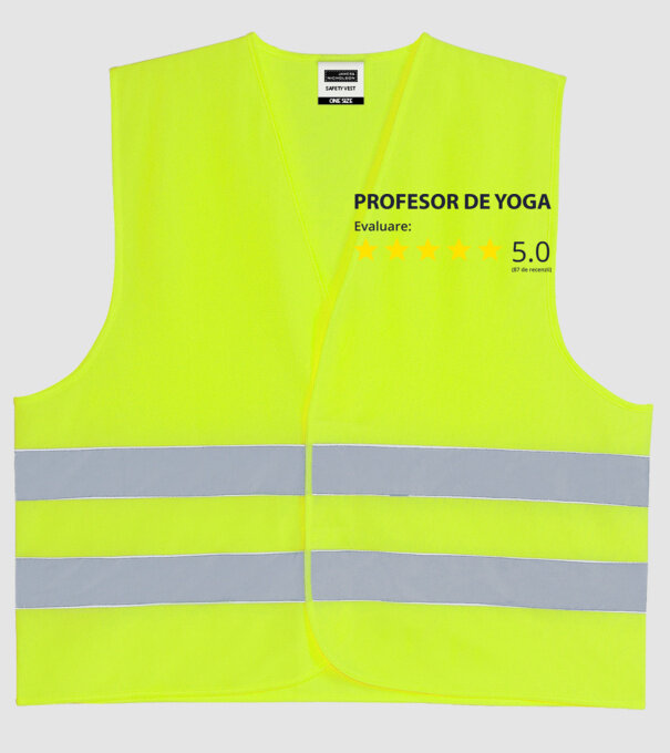 profesor de yoga evaluare model galben neon pe tricou