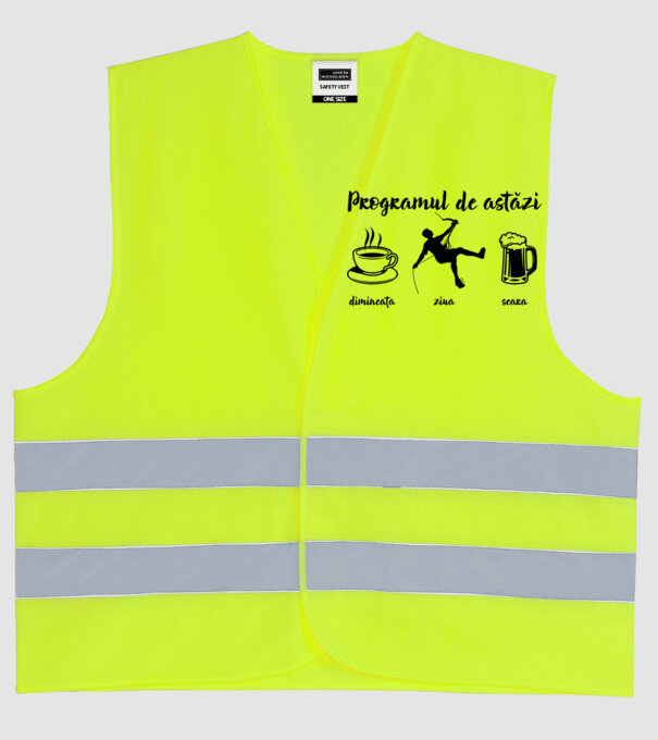 programul de astăzi: dimineața, ziua, seara model galben neon pe tricou