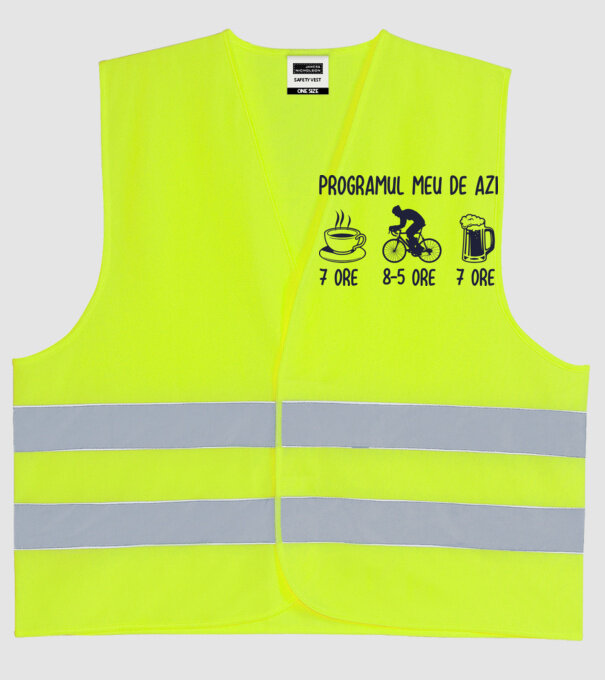 Programul meu de azi: 7 ore, 8-5 ore, 7 ore model galben neon pe tricou