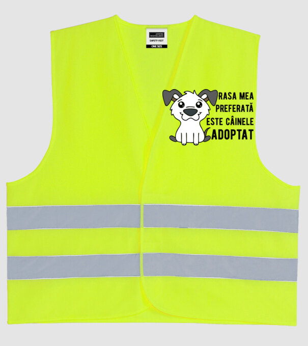 Rasa mea preferată este câinele adoptat model galben neon pe tricou
