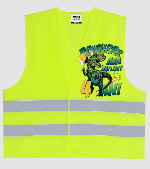 Rawr Am împlinit 4 ani model galben neon pe tricou