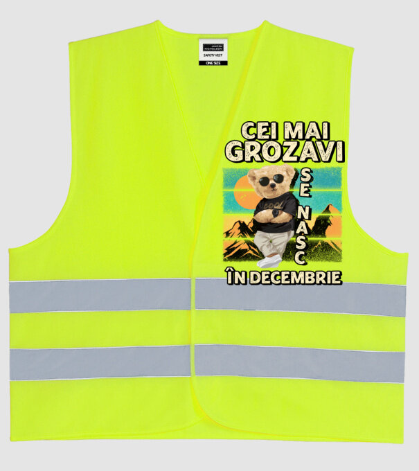 RETRO teddy DECEMBRIE model galben neon pe tricou