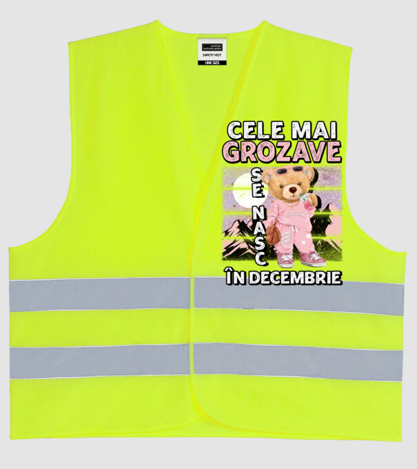 RETRO teddy fetişcană DECEMBRIE model galben neon pe tricou