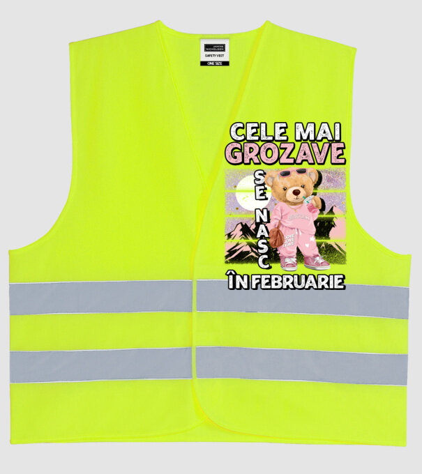 RETRO teddy fetişcană FEBRUARIE model galben neon pe tricou