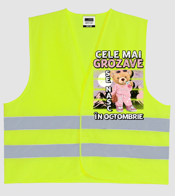 RETRO teddy fetişcană OCTOMBRIE model galben neon pe tricou