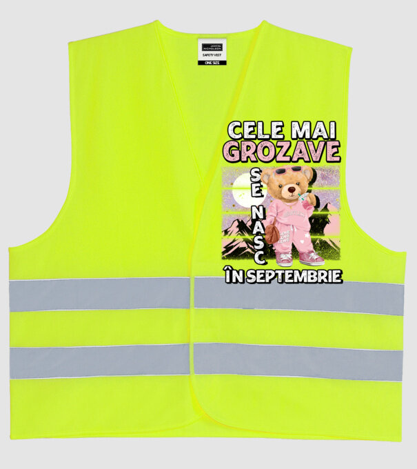 RETRO teddy fetişcană SEPTEMBRIE model galben neon pe tricou