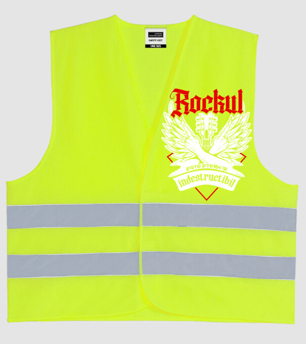 Rockul este etern și indestructibil model galben neon pe tricou